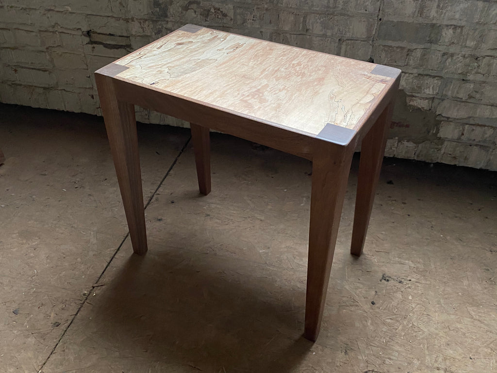 Spalted Maple + Walnut Side Table