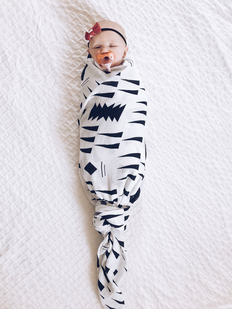 Organic Baby Swaddle Black + White