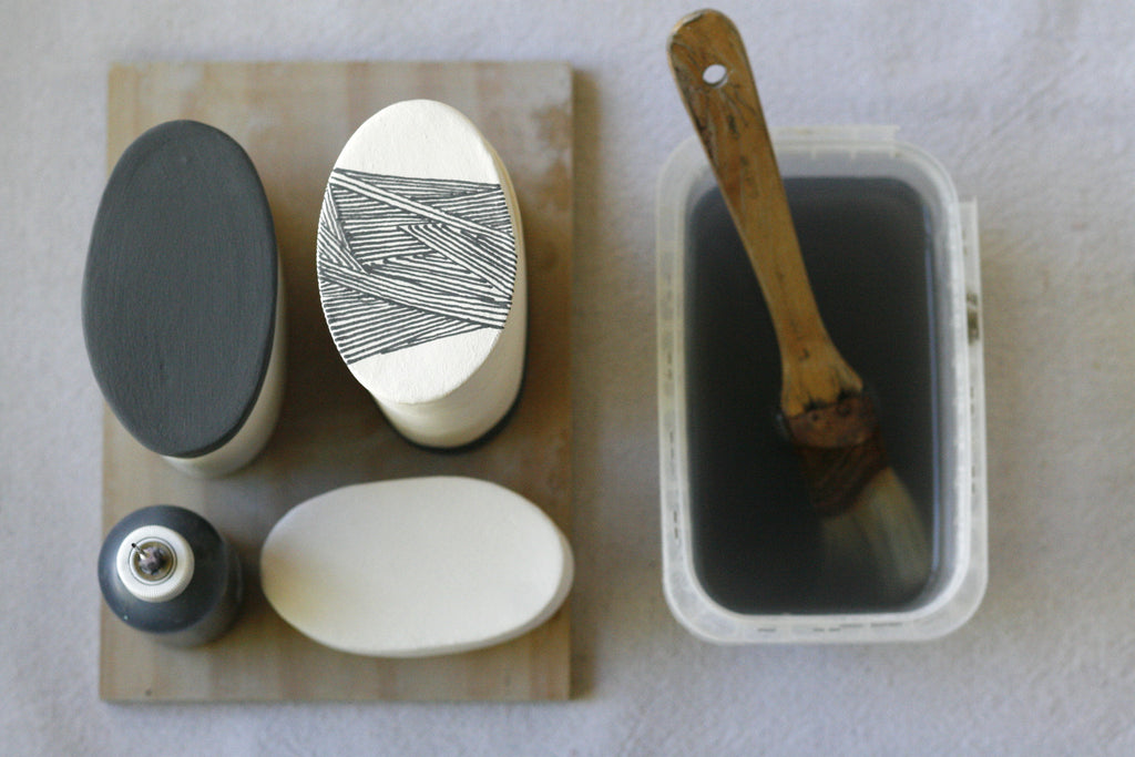 Black + White Lined Ceramic Jar
