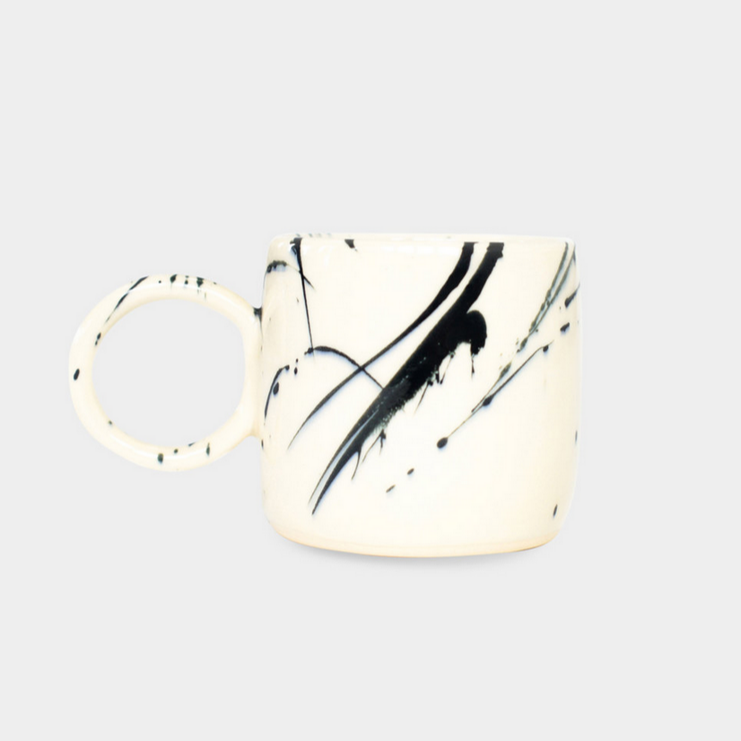 Black Splatter Ceramic Circle Mug