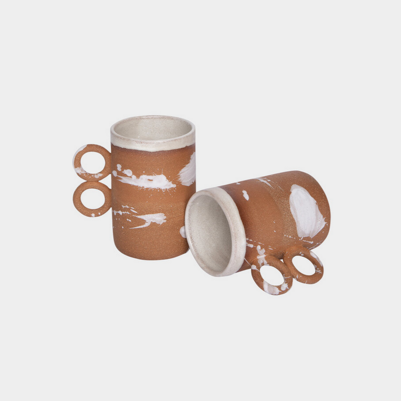 Terracotta + White Splatter Ceramic Double Handle Mug