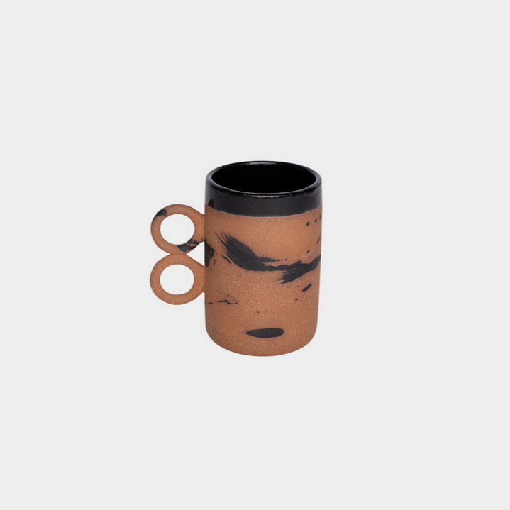 Terracotta + Black Splatter Ceramic Double Handle Mug