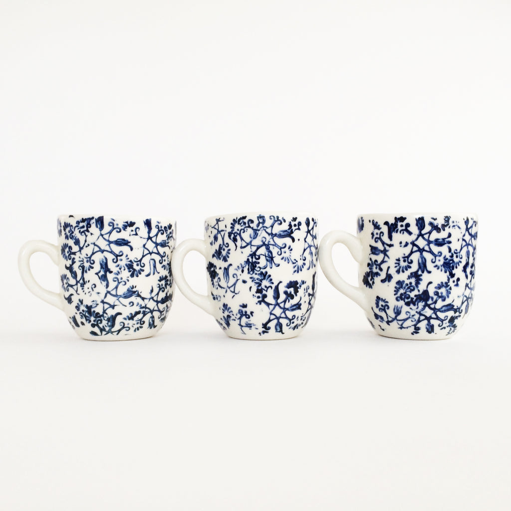 Blue + White Stoneware Cafe Cup