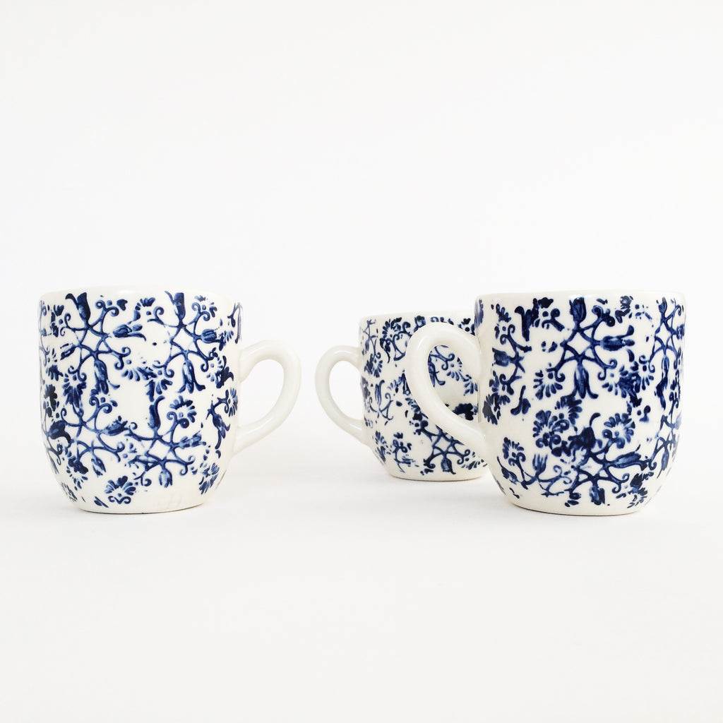 Blue + White Stoneware Cafe Cup