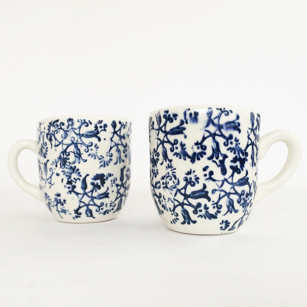 Blue + White Stoneware Cafe Cup