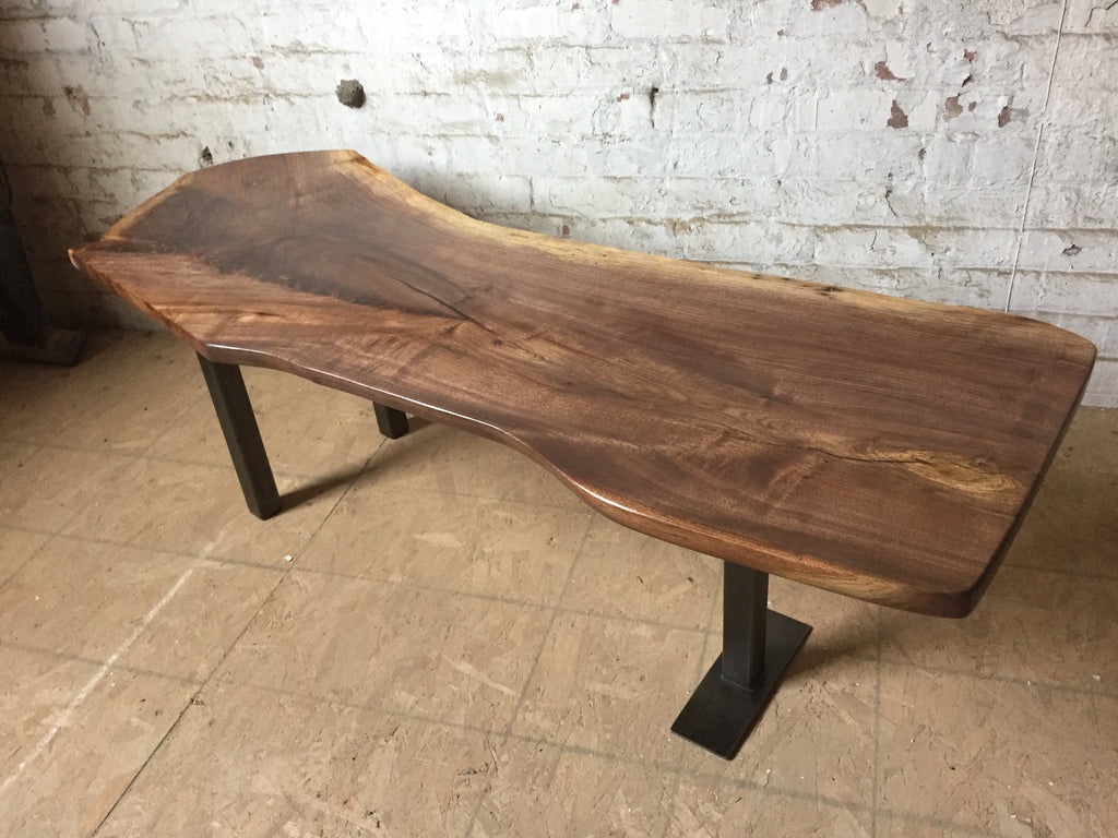 Custom Walnut Steel Leg Coffee Table