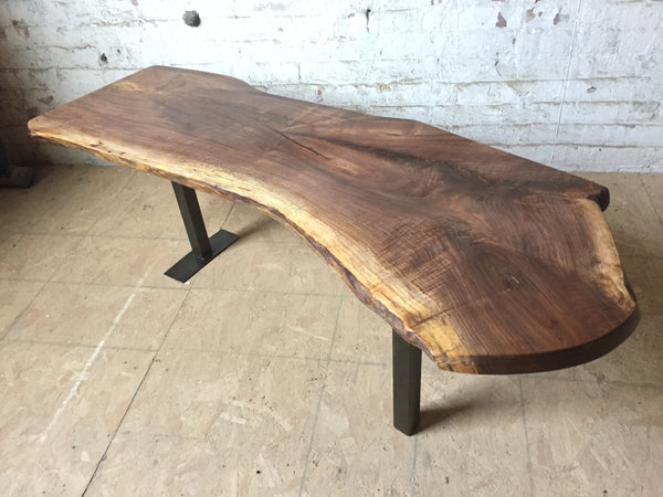 Custom Walnut Steel Leg Coffee Table