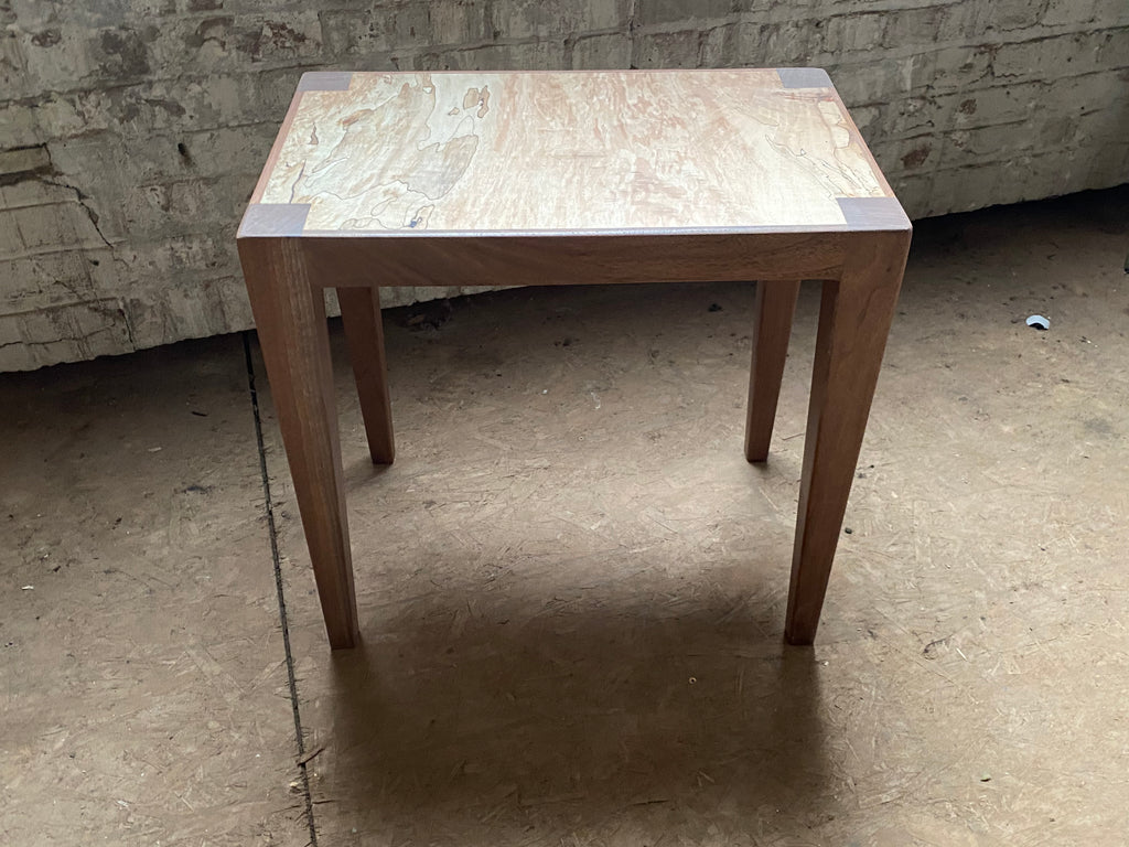 Spalted Maple + Walnut Side Table