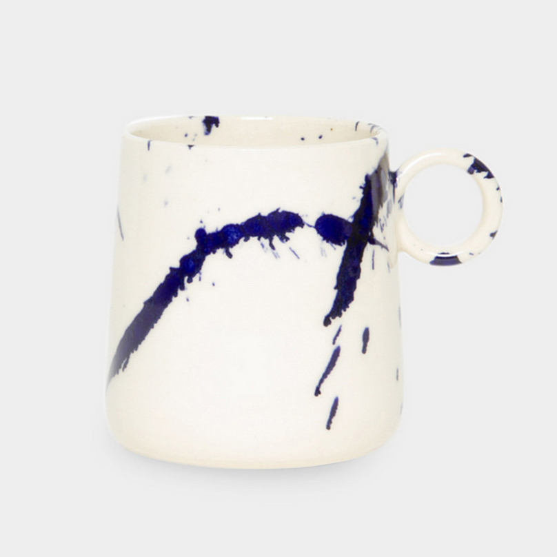 Indigo Splatter Ceramic Tapered Mug