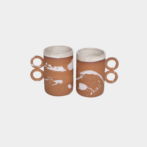 Terracotta + White Splatter Ceramic Double Handle Mug