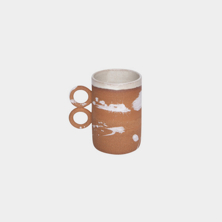 Terracotta + White Splatter Ceramic Double Handle Mug