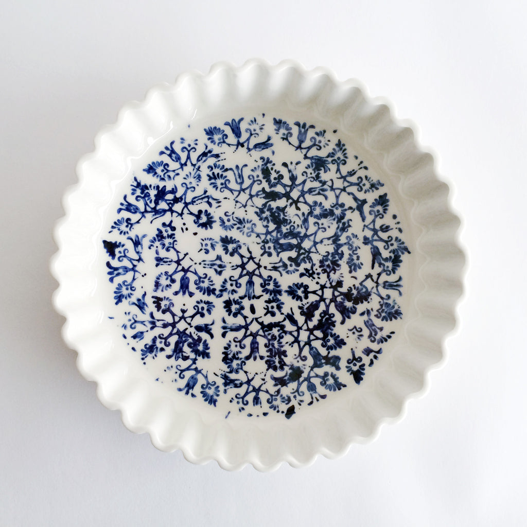 Blue + White Stoneware Tart Dish