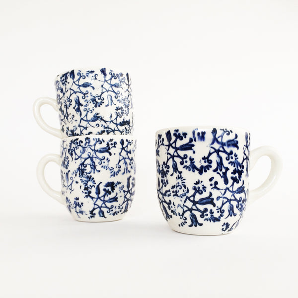 Blue + White Stoneware Cafe Cup