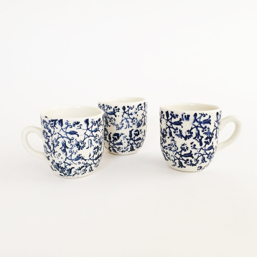 Blue + White Stoneware Cafe Cup