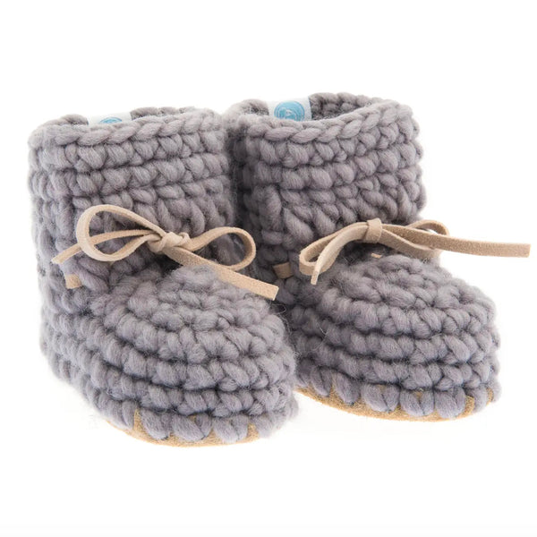 Knit Baby Booties Grey
